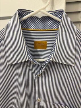 Robert Talbott Navy and White Striped Dress Shirt